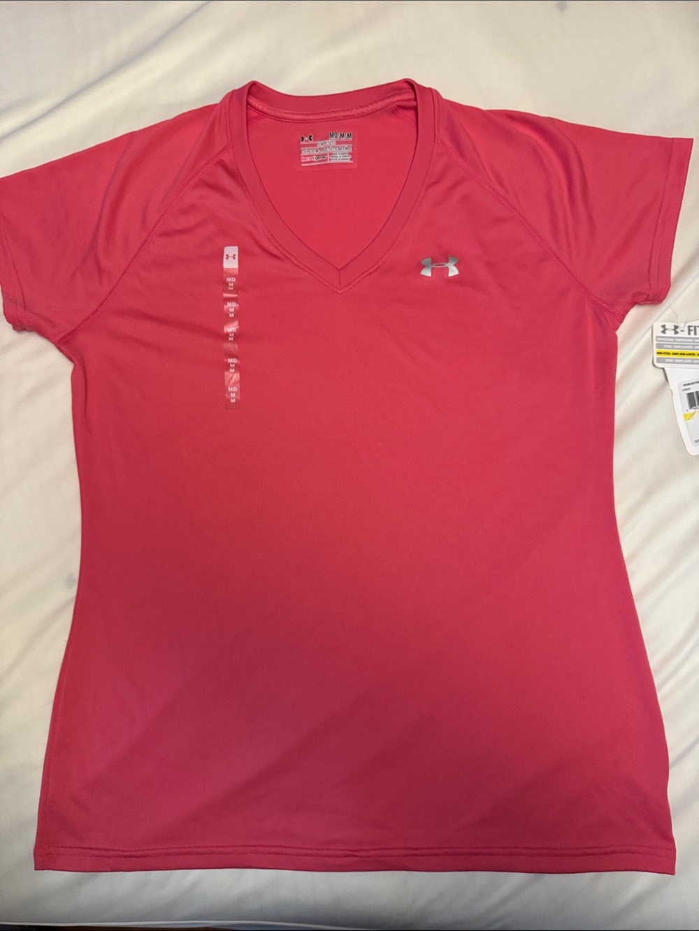 Under Armour Women's Coral Pink V-Neck Short Sleeve Performance Tee
